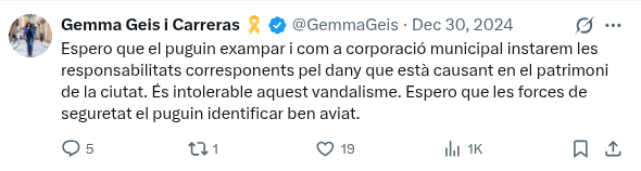 Tweet from vice-mayor Gemma Geis