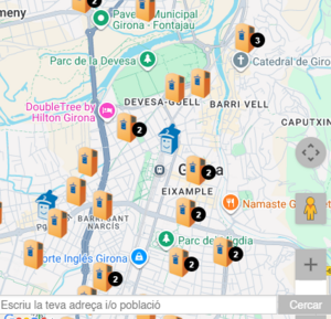 Map of the Roba Amiga bins in Girona