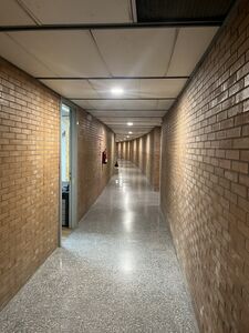 Corridor on the ground floor for the players and staff at Pavelló Girona-Fontajau